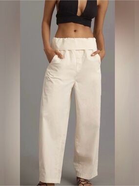 Anthropologie Pilcro Ivory Paper Bag High-Waist Utility Pants. M. NWT. Cotton!